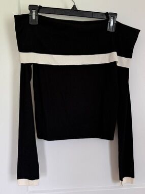 Black & White Off the Shoulder Sweater